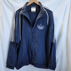 Vintage Adidas Track Suit Windbreaker Warmup Jacket Navy Blue LG 80s 90s Retro